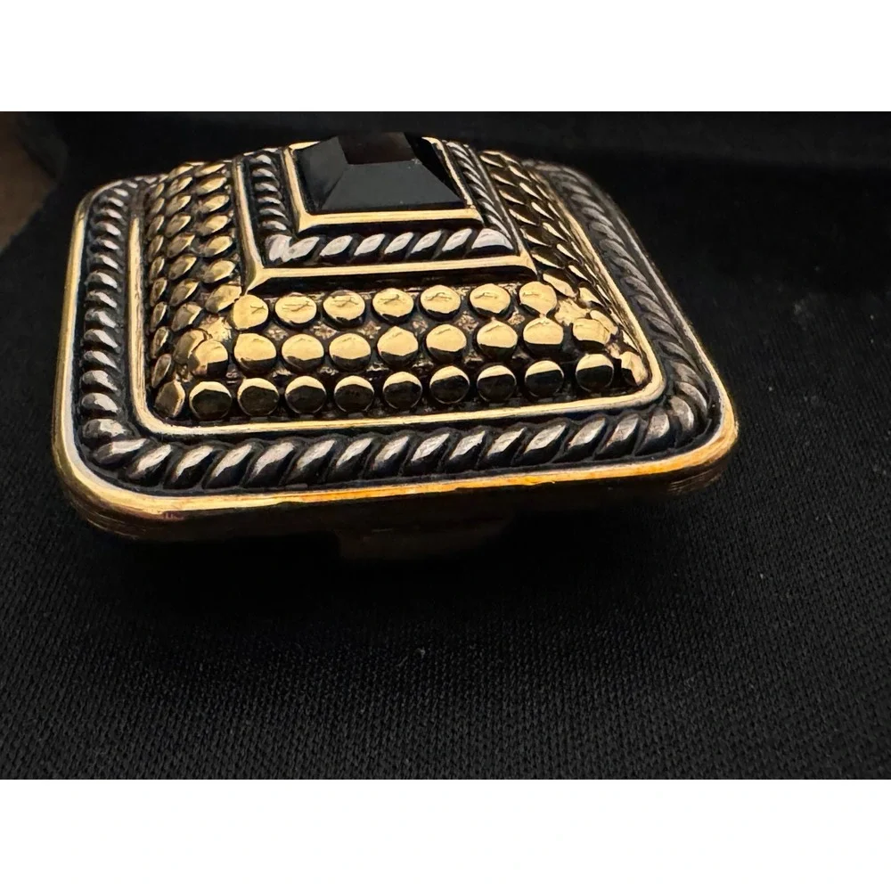 Vintage Paquette Mixed Metal‎ 2 Piece Interlocking Belt Buckle Rhinestone